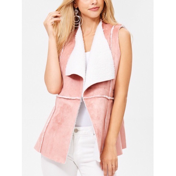 JJ's Fairyland Jackets & Blazers - Classic Pink Sherpa Suede Vest